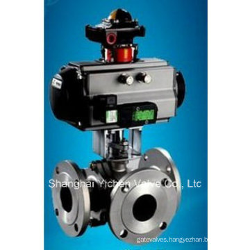 Pneumatic Carbon Steel Flanged Cross Ball Valve